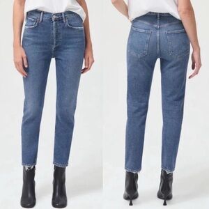AGOLDE Riley High Rise Straight Crop Jeans Silence 27